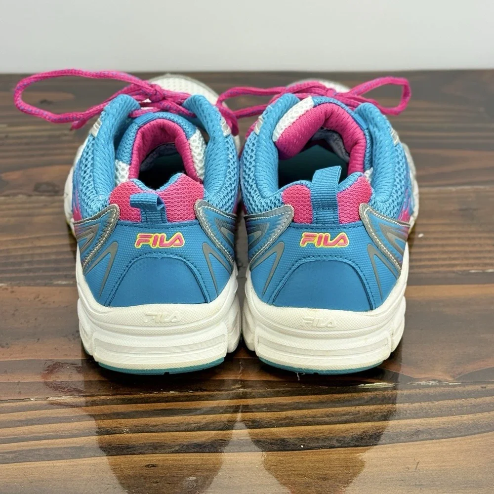 Women's Fila Running Shoes Coolmax with Memory Foam Size 9.5 Blue Silver Pink‎